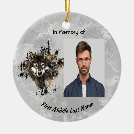 Christian Memorial Keepsake Wolf Wolves Animal art Keramik Ornament (Vorne)