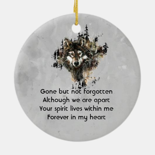 Christian Memorial Keepsake Wolf Wolves Animal art Keramik Ornament (Hinten)