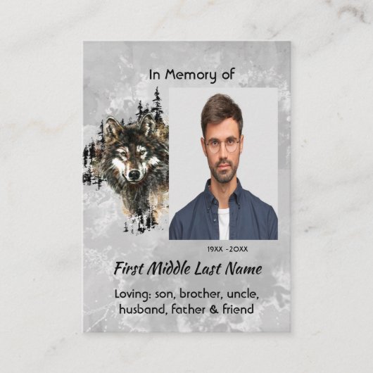 Christian Memorial Keepsake Wolf Wolves Animal art Visitenkarte (Vorderseite)