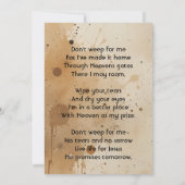 Christian Memorial Keepsake Wolf Wolves Animal Einladung (Rückseite)