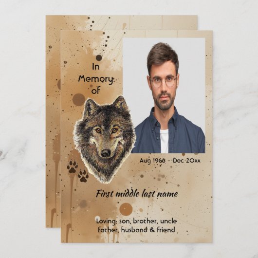 Christian Memorial Keepsake Wolf Wolves Animal Einladung (Vorne/Hinten)