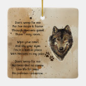 Christian Memorial Keepsake Wolf Wolves Animal Keramikornament (Rückseite)