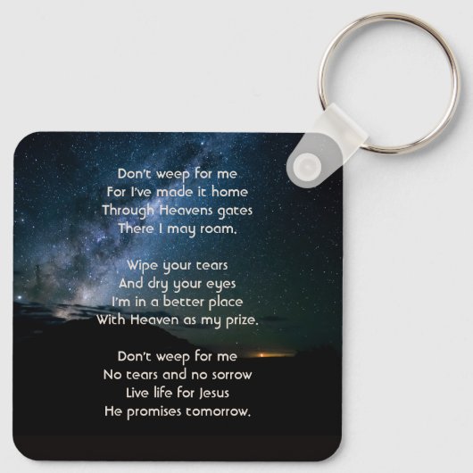 Christian Memorial Milky Way Starry Night Sky  Schlüsselanhänger (Rückseite)