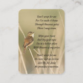 Christian Memorial Photo Bird Garden Nature Visitenkarte (Rückseite)