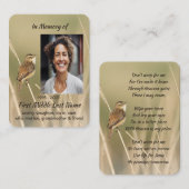 Christian Memorial Photo Bird Garden Nature Visitenkarte (Vorne/Hinten)