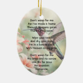 Christian Memorial Photo Keepsake Hummingbird Keramik Ornament (Hinten)