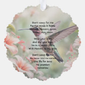 Christian Memorial Photo Keepsake Hummingbird Ornament Karte (Rückseite)