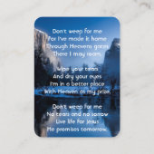 Christian Memorial Photo Mountain Lake Winter Snow Visitenkarte (Rückseite)