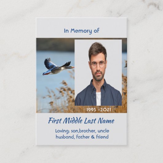 Christian Memorial Photo Prayer Lake Geese Birds Visitenkarte (Vorderseite)