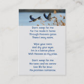 Christian Memorial Photo Prayer Lake Geese Birds Visitenkarte (Rückseite)