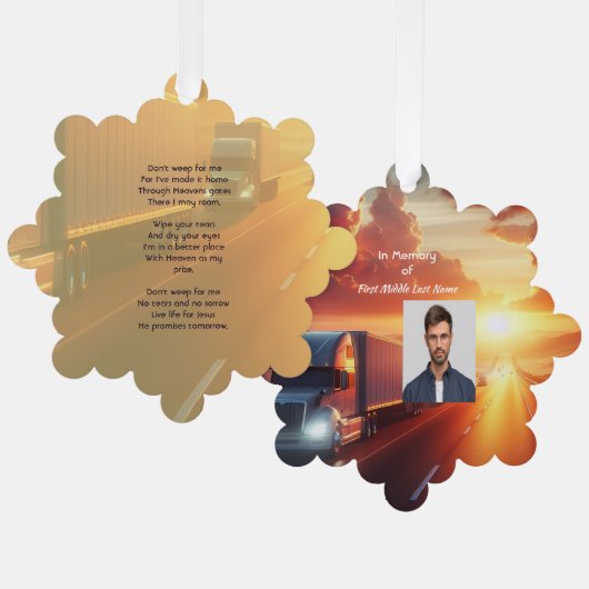 Christian Memorial SemiTruckTractor-trailer Ornament Karte (Vorderseite/Rückseite)