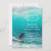 Christian Memorial Service Wave Surfer Water Einladung (Rückseite)