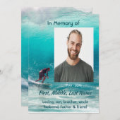 Christian Memorial Service Wave Surfer Water Einladung (Vorne/Hinten)