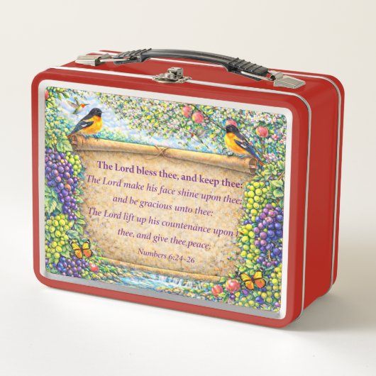 Christian Metal Lunchbox Floral Scripture Gift (Vorderseite)