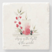 Christian Modern Faith Decor John 8:12 Candle  Steinuntersetzer (Vorderseite)