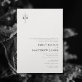 Christian Modern Minimal Monogrammed Cross Photo Einladung