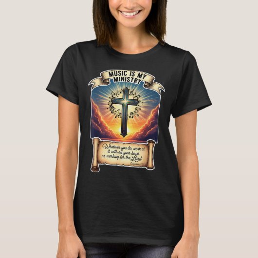 Christian Musician Music Is My Ministry Teacher Je T-Shirt (Vorderseite)