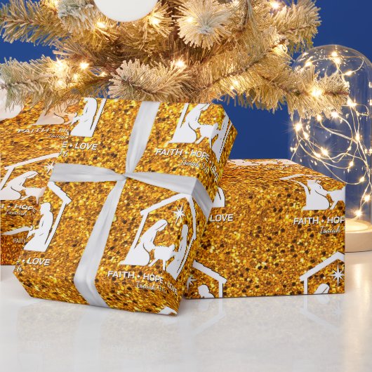 Christian Nativity Faux Glitter Christmas Geschenkpapier (Feiertage)