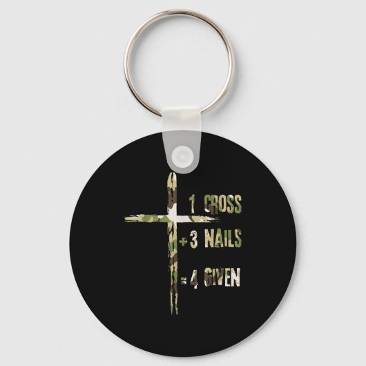 Christian One Cross Plus Three Nails Equals Forgiv Schlüsselanhänger (Vorderseite)