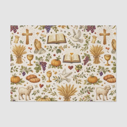 Christian Orange Pumpkins Harvest Thanksgiving Seidenpapier (Vorderseite)