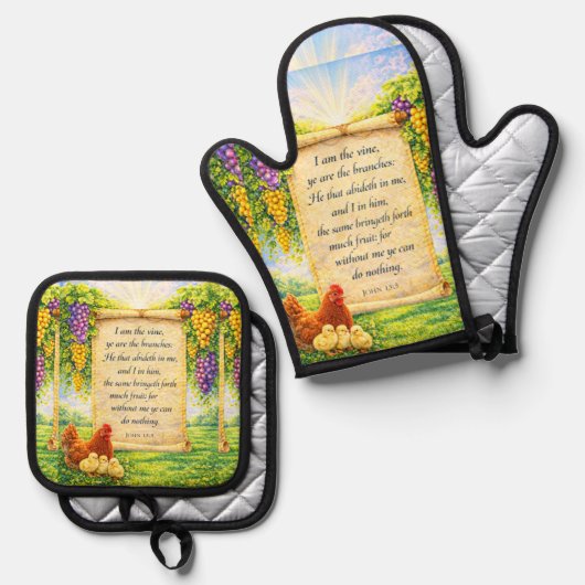Christian Oven Mitt & Potholder Set (Vorderseite/Rückseite)