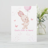 Christian Pink Girl Baby Shower Invitation Einladung (Stehend Vorderseite)