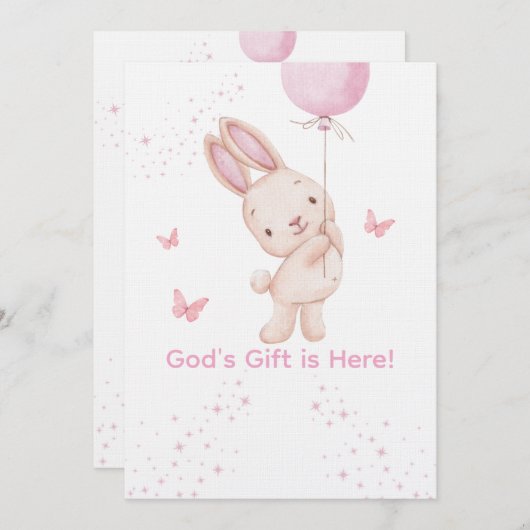 Christian Pink Girl Baby Shower Invitation Einladung (Vorne/Hinten)