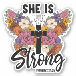 Christian Proverbs 31 Woman Butterfly Flowers Aufkleber