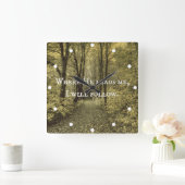 Christian Quote Where He Leads Me Quadratische Wanduhr (Zuhause)