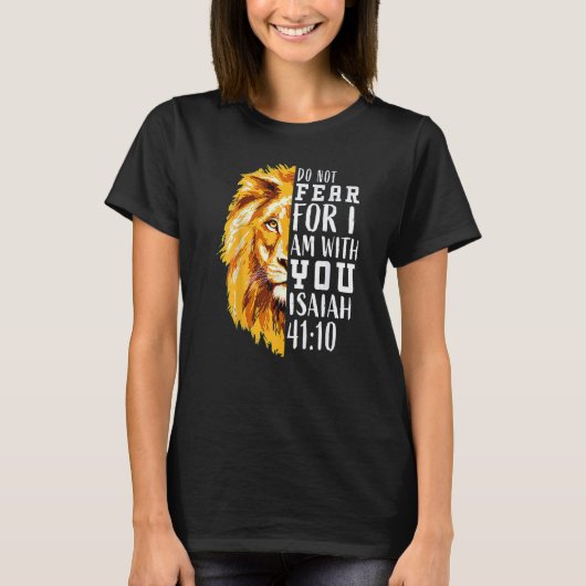 Christian Religious Bible Verse Sayings Lion Fear  T-Shirt (Vorderseite)