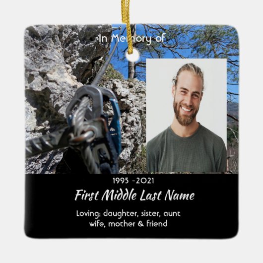 Christian Rock Climber Memorial Keepsake Keramikornament (Vorderseite)