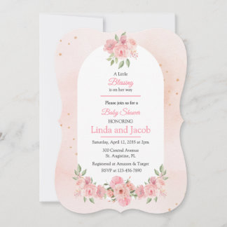 Christian Rose Floral Baby Girl Shower Invitation Einladung