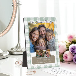 Christian Sage Buffalo Plaid Family Photo Collage Fotoplatte