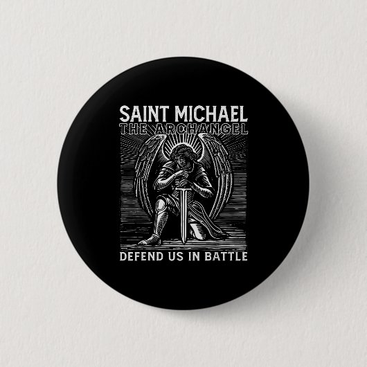 Christian Saint Michael Catholic Saint Defend Us I Button (Vorderseite)