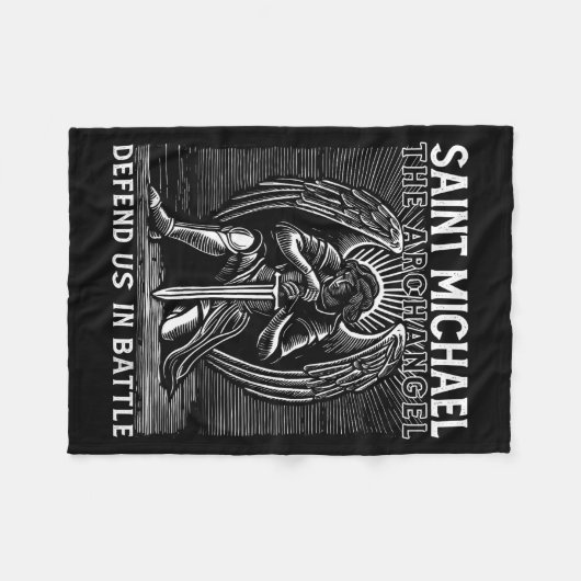 Christian Saint Michael Catholic Saint Defend Us I Fleecedecke (Vorderseite (Horizontal))