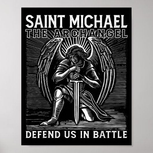 Christian Saint Michael Catholic Saint Defend Us I Poster (Vorne)