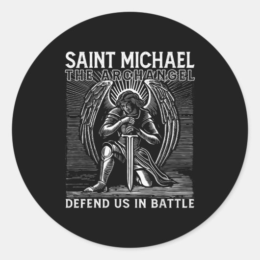 Christian Saint Michael Catholic Saint Defend Us I Runder Aufkleber (Vorderseite)