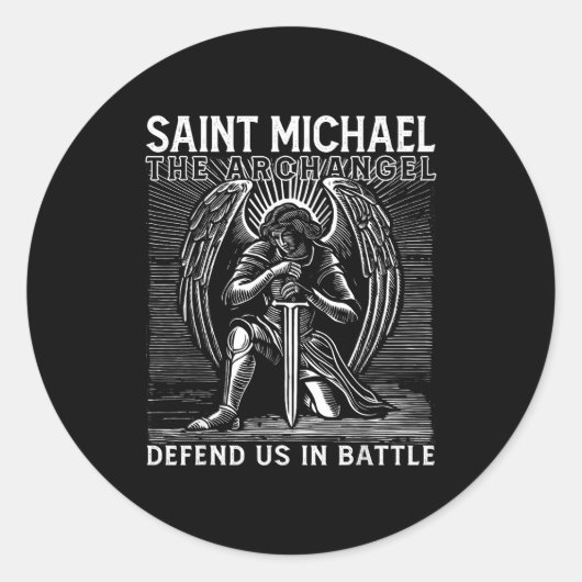 Christian Saint Michael Catholic Saint Defend Us I Runder Aufkleber (Vorderseite)