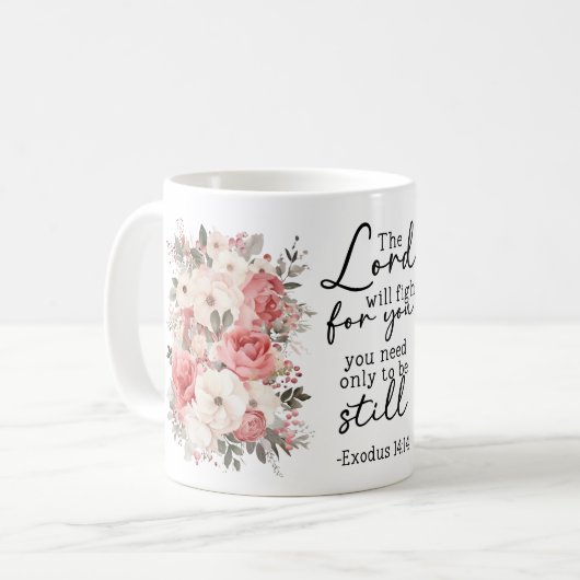 Christian Scripture Floral Mug Kaffeetasse (Vorderseite Links)