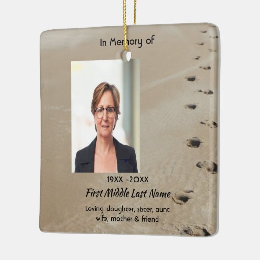 Christian Scripture Keepsake Footprints in Sand Keramikornament (Links)