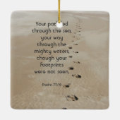 Christian Scripture Keepsake Footprints in Sand Keramikornament (Rückseite)
