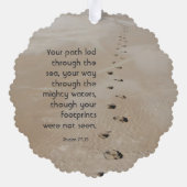 Christian Scripture Keepsake Footprints in Sand Ornament Karte (Rückseite)