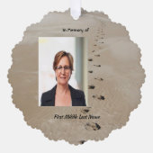 Christian Scripture Keepsake Footprints in Sand Ornament Karte (Vorderseite)