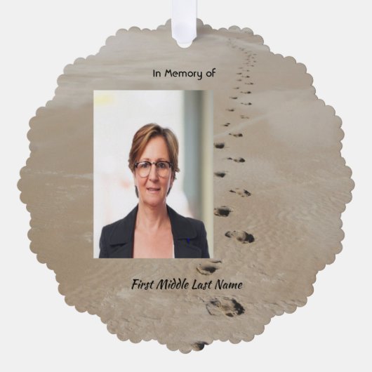 Christian Scripture Keepsake Footprints in Sand Ornament Karte (Vorderseite)