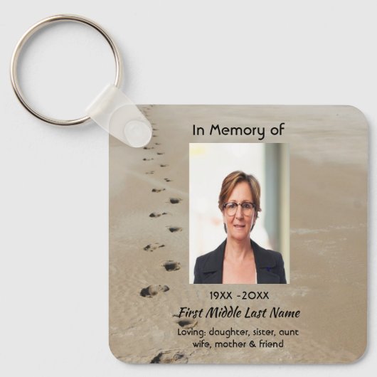 Christian Scripture Keepsake Footprints in Sand Schlüsselanhänger (Vorderseite)