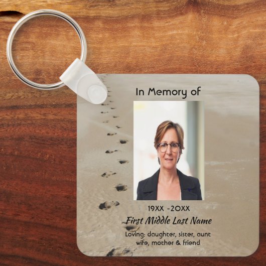 Christian Scripture Keepsake Footprints in Sand Schlüsselanhänger (Vorderseite)