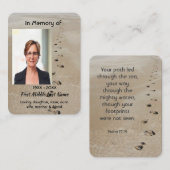 Christian Scripture Keepsake Footprints in Sand Visitenkarte (Vorne/Hinten)