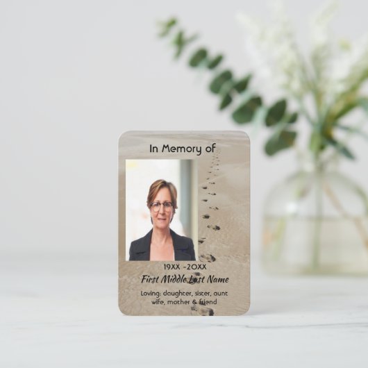 Christian Scripture Keepsake Footprints in Sand Visitenkarte (Stehend Vorderseite)