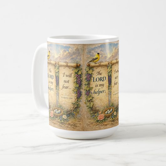 Christian Scripture Mug " The Lord Is My Helper"  Kaffeetasse (Vorderseite Links)