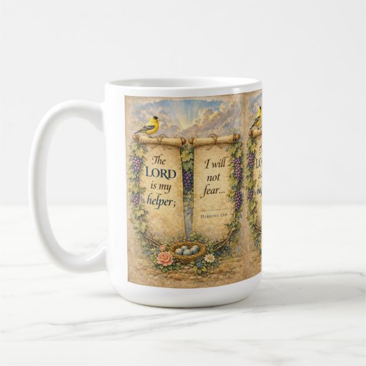 Christian Scripture Mug " The Lord Is My Helper"  Kaffeetasse (Links)